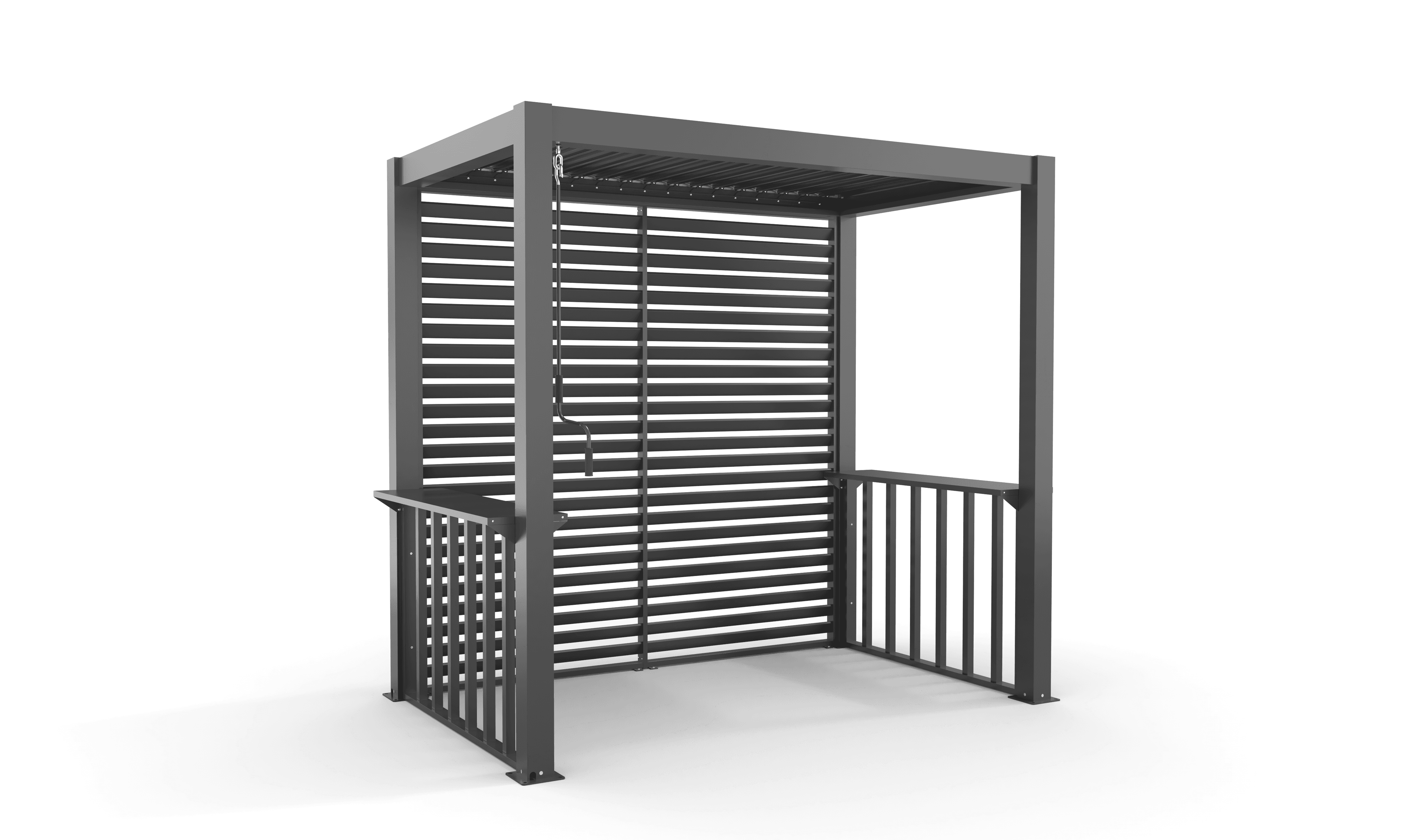 Grillpergola. Studio, bakvägg och sidobord