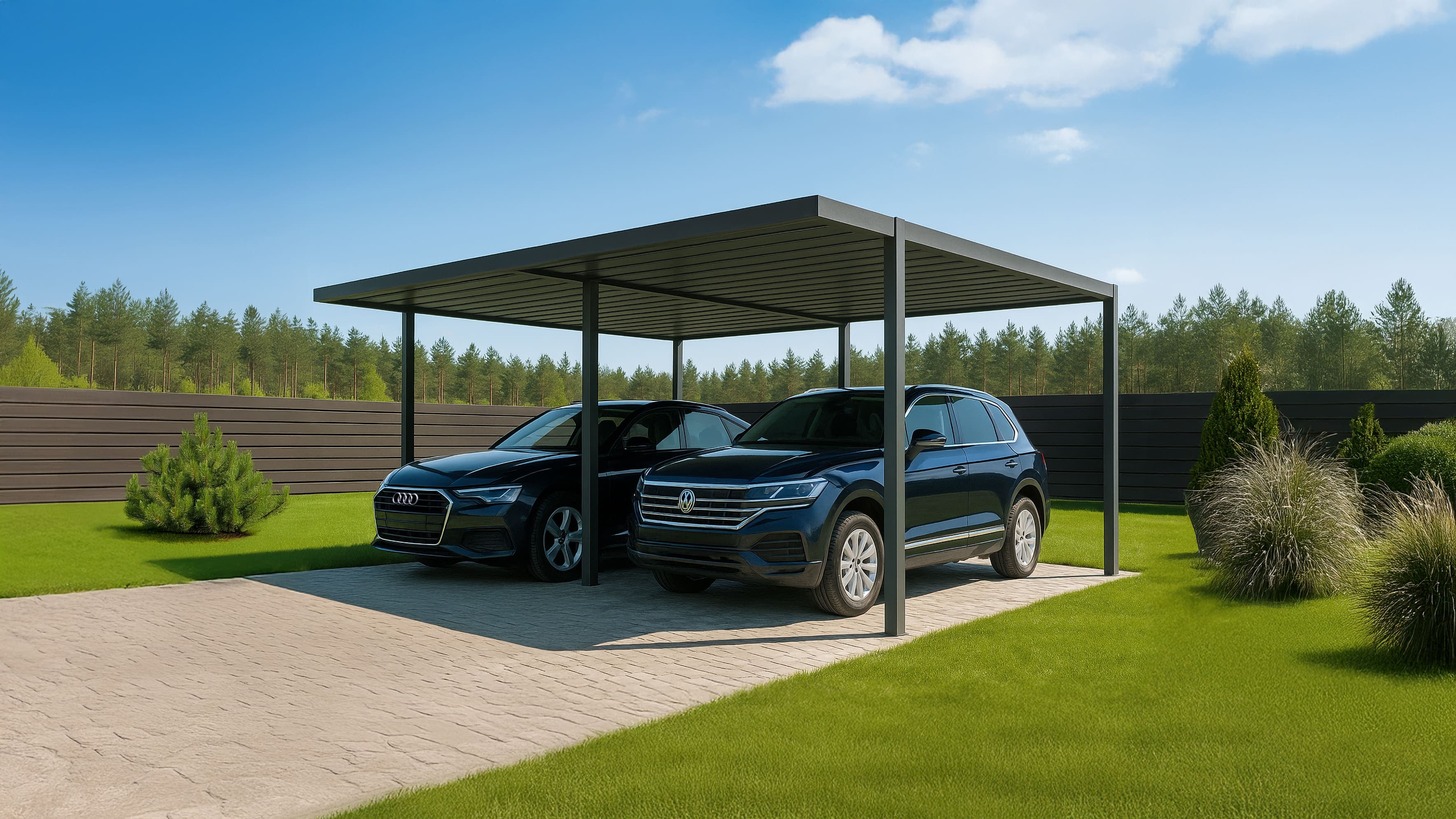Carport. Två bilar, 5812 × 5000 × 2700 mm